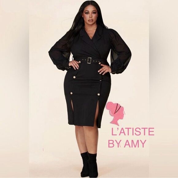 ❤️NEW L’ATISE BY AMY PLUS SIZE BLACK BLAZER DRESSES - Picture 1 of 16